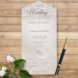 Moderner Tan Marmor Minimal Kein Abendessen All In One Einladung