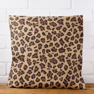 Moderner Tan und brauner Leopard Kissen