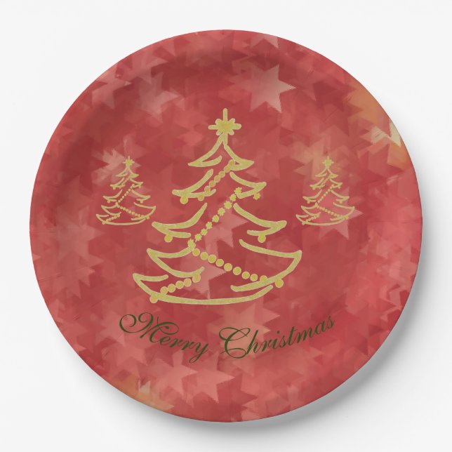 Moderner Tannenbaum  Pappteller (Vorderseite)