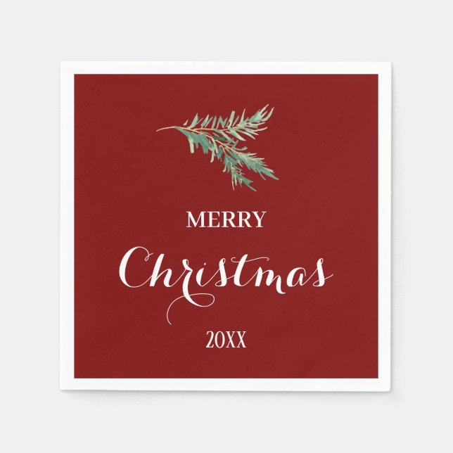 Moderner Tannenbaumzweig für Weihnachten Serviette (Vorderseite)