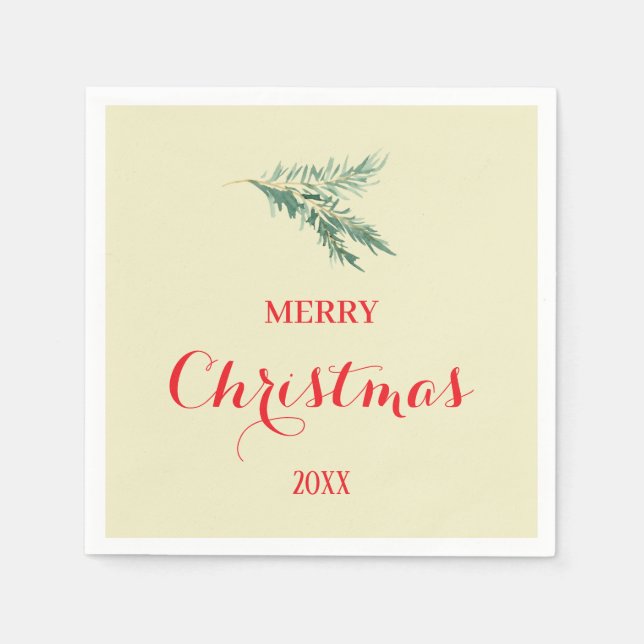 Moderner Tannenbaumzweig für Weihnachten Serviette (Vorderseite)