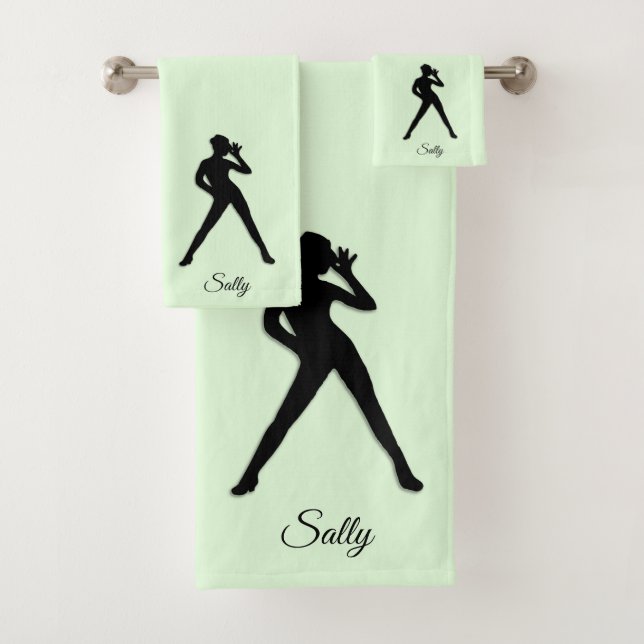 Moderner Tanz Pastel Green Badhandtuch Set (Insitu)