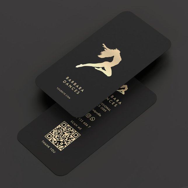 Moderner Tänzer Eleganter Black Gold Choreograf Visitenkarte (Modern Dancer Elegant Black Gold Choreographer Business Card
)