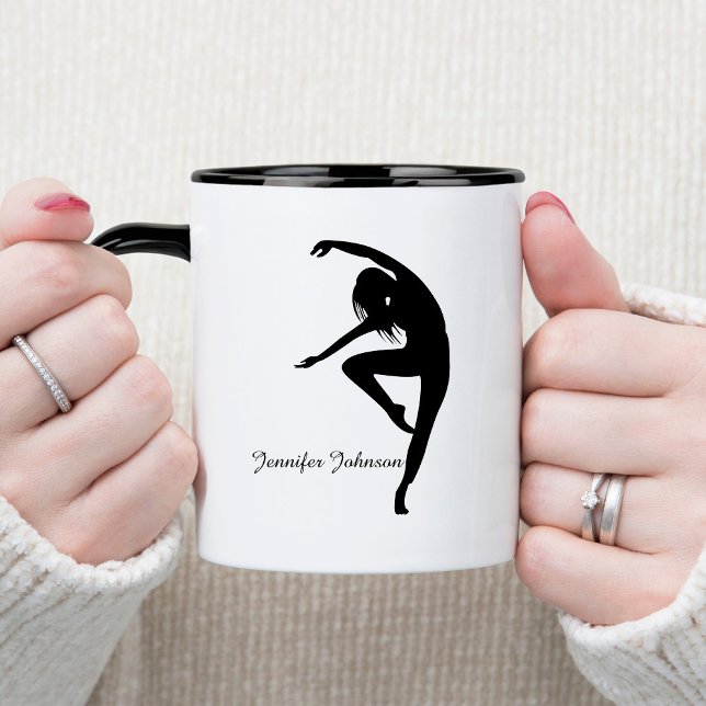 Moderner Tänzer-Silhouette-Tanz Zweifarbige Tasse (Von Creator hochgeladen)