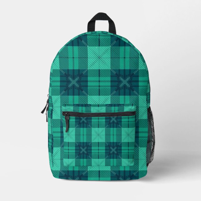 Moderner Tartan-Karo-grüner Rucksack (Vorderseite)