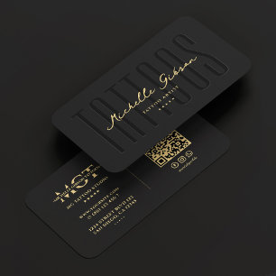 Moderner Tattooist Tattoo Artist Monogram Black Visitenkarte