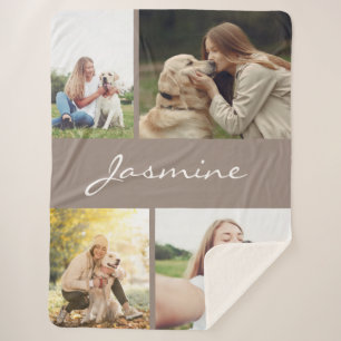 Moderner Taupe Foto Collage Dog Sherpadecke