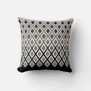 Moderner Taupe-u. schwarzer Diamant-Muster-Akzent Kissen