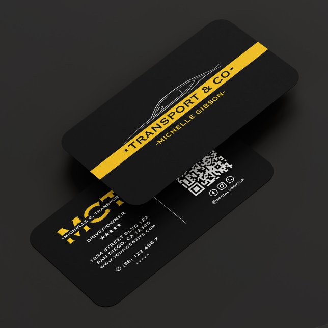 Moderner Taxifahrer Gelber Schwarzverkehr Visitenkarte (Modern Taxi Driver Yellow Black Transport Business Card
)