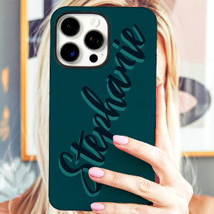 Moderner Teal-Minimalist-Schriftname iPhone 16 Pro Max Hülle
