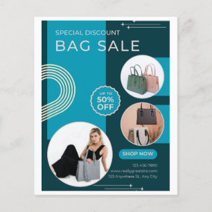 Moderner Teal- und Gold-Handtaschen-Verkaufsflyer Flyer