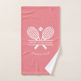 Moderner Tennisklub Name Rackets Ball Motiv benutz Handtuch