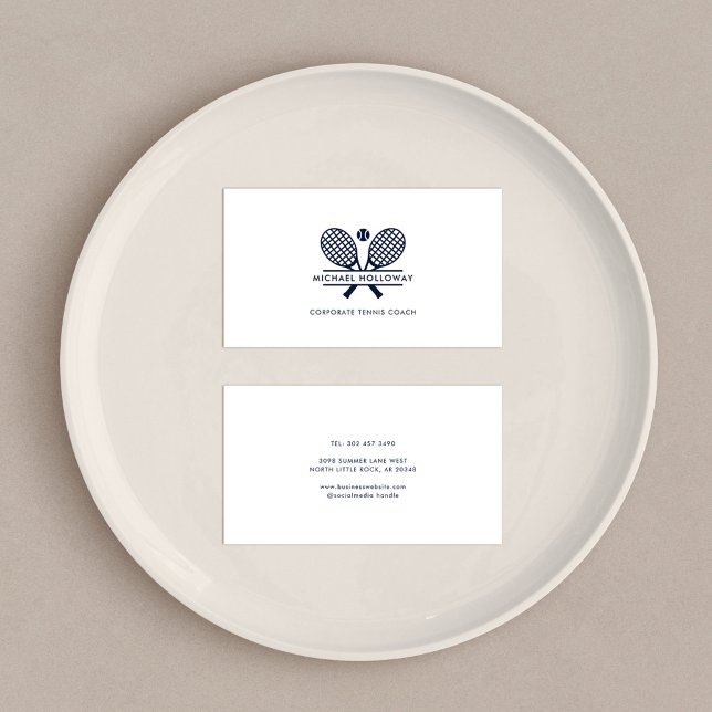 Moderner Tennistrainer Minimalistisch Visitenkarte (Minimalist Private Tennis Coach Business Card)