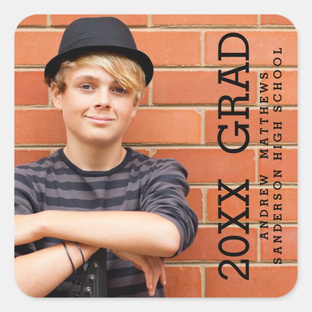 Moderner Text | Aufkleber für Foto-Abschluss (Vorderseite)