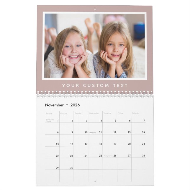 Moderner Text für benutzerdefiniertes Foto der 202 Kalender (Nov 2026)