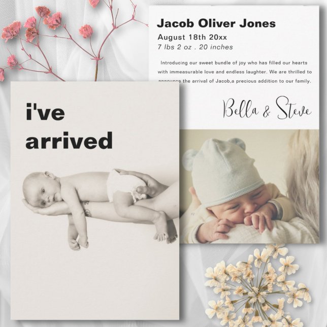 Moderner Text Ich habe Foto Baby Ankündigung angek (Von Creator hochgeladen)