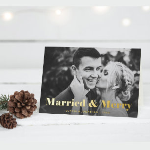 Moderner Text und Foto Verheiratet und Merry Gol