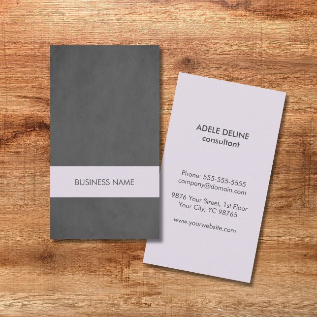 Moderner Texturgrau Lila Streifen-Berater Visitenkarte (Von Creator hochgeladen)