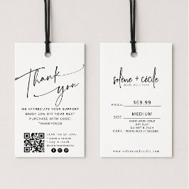 Moderner Thank You Hang-Preisschild mit QR-Code Visitenkarte