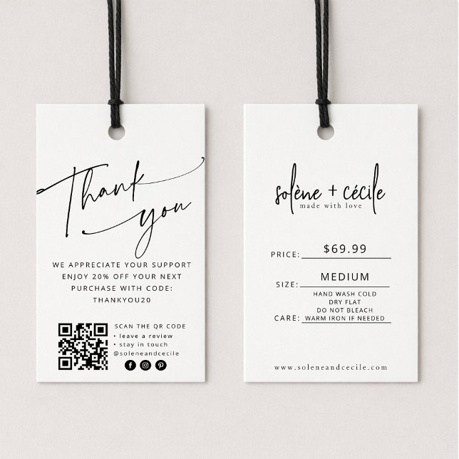 Moderner Thank You Hang-Preisschild mit QR-Code Visitenkarte (Von Creator hochgeladen)