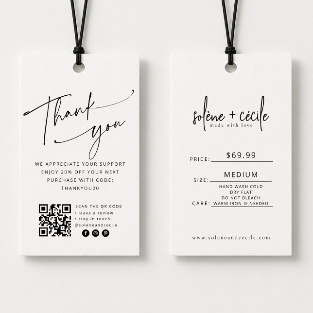 Moderner Thank You Hang-Preisschild mit QR-Code Visitenkarte (Von Creator hochgeladen)