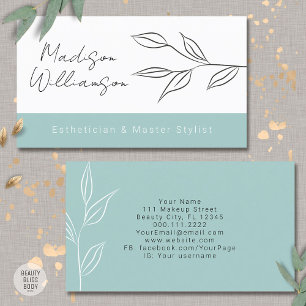Moderner Therapeut Stylist Spa Minimalist Botanisc Visitenkarte