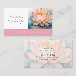 Moderner Therapeuten-Spa-Yoga-Zen-Rosa Lotusblume Visitenkarte