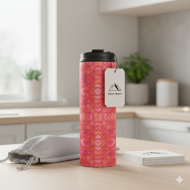 Moderner Thermaltumbler mit fett roten Dreiecken Thermosbecher (Modern Thermal Tumbler with Bold Red Triangles)