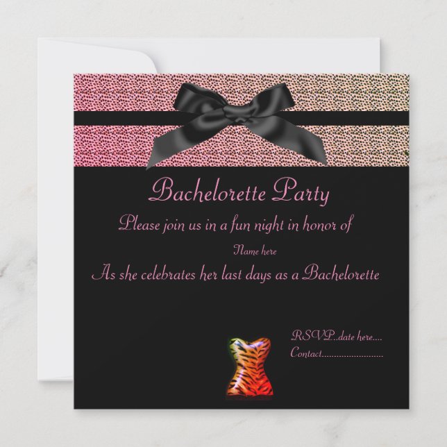 MODERNER TIERDRUCK MIT BOW BACHELORETTE Pastel Einladung (Vorderseite)