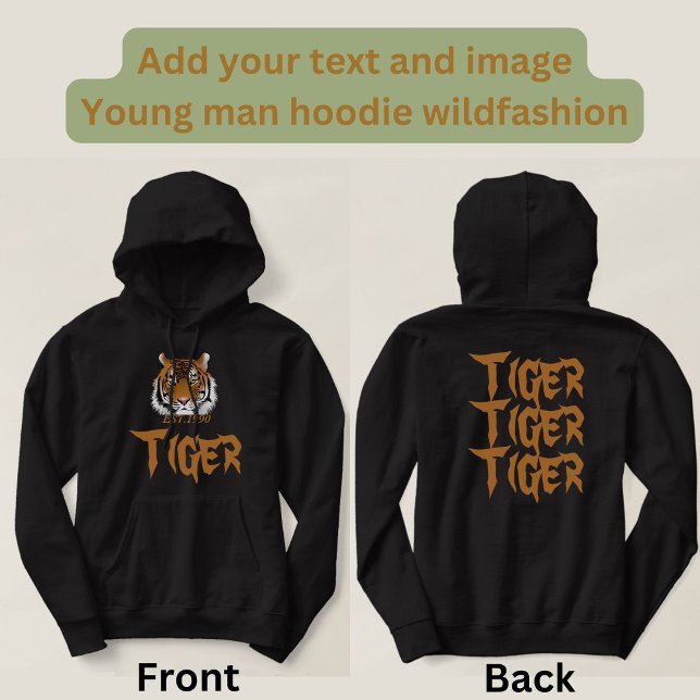 Moderner Tigerprint für ihn schwarz Hoodie (Von Creator hochgeladen)