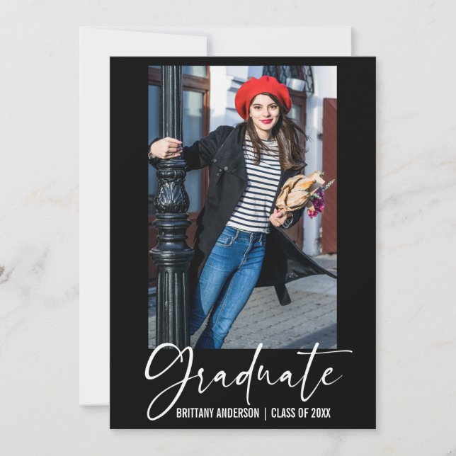 Moderner Tintenstift-Kalligrafie-Script-Abschluss Ankündigung (Vorderseite)