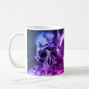 Moderner Totenkopf im Weltraum. Anpassbar Kaffeetasse