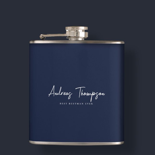 Moderner Trauzeuge Bestman Trauzeuge Dark Navy Blu Flachmann (Modern Groomsman Bestman Best Man Dark Navy Blue Flask
)