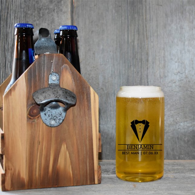 Moderner Trauzeuge Individuelle Name mit Tuxedo Dosenglas (Von Creator hochgeladen)