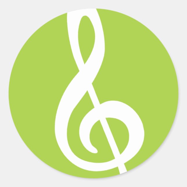 Moderner Treble Clef Runder Aufkleber (Vorderseite)