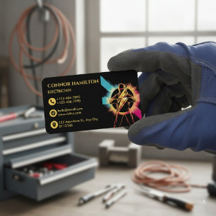 Moderner Trendiger Cooler Blitz Elektriker Visitenkarte