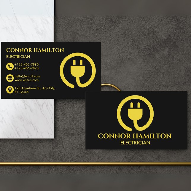 Moderner, trendiger Cooler gelber Kabelnetzbetreib Visitenkarte (Von Creator hochgeladen)