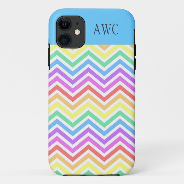 Moderner, trendiger, cooler Regenbogen Zickzack Case-Mate iPhone Hülle (Rückseite)
