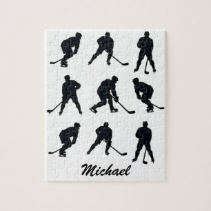 Moderner trendiger Eishockeyspieler Personalisiert Puzzle