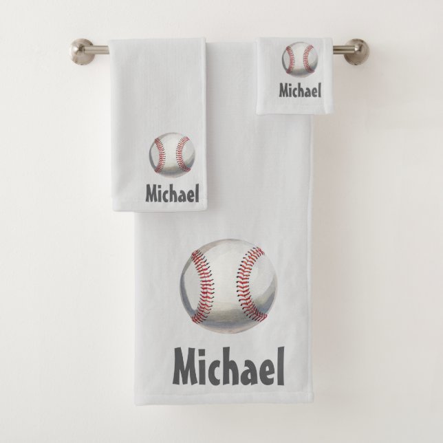 Moderner, trendiger Personalisierter Baseball-Spor Badhandtuch Set (Insitu)