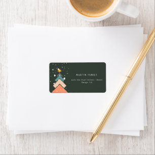 Moderner, trendiger Schneehochbaum Adressaufkleber