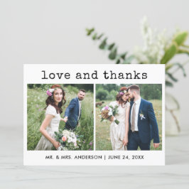 Moderner, trendiger Schreibmaschinentext Hochzeit Dankeskarte