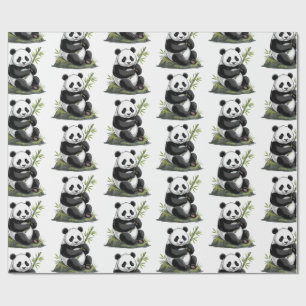 Moderner Trendiger Süßer Panda Bär Mit Grünzeug Ba Geschenkpapier
