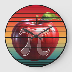 Moderner Trendiger Vintage Pi-Tag Apfel Frucht Große Wanduhr