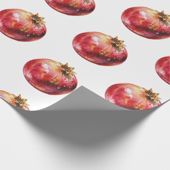 Moderner trendiger Wasserfarbe-Frucht Granatapfel Geschenkpapier (Ecke)