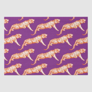 Moderner Trendy Bright Orange Tiger auf Lila Seidenpapier