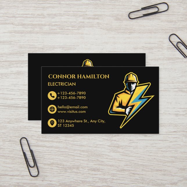 Moderner, trendy, Cooler Blitzer Visitenkarte (Vorderseite/Rückseite Beispiel)