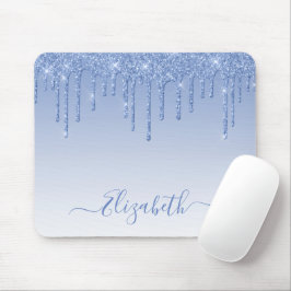 Moderner Trendy Dusty Blue Glitzer Stilvolle Schri Mousepad