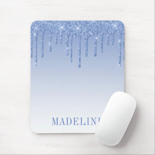 Moderner Trendy Dusty Blue Glitzer Tropfen Mousepad