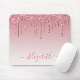 Moderner Trendy Dusty Pink Glitzer Stilvolle Schri Mousepad